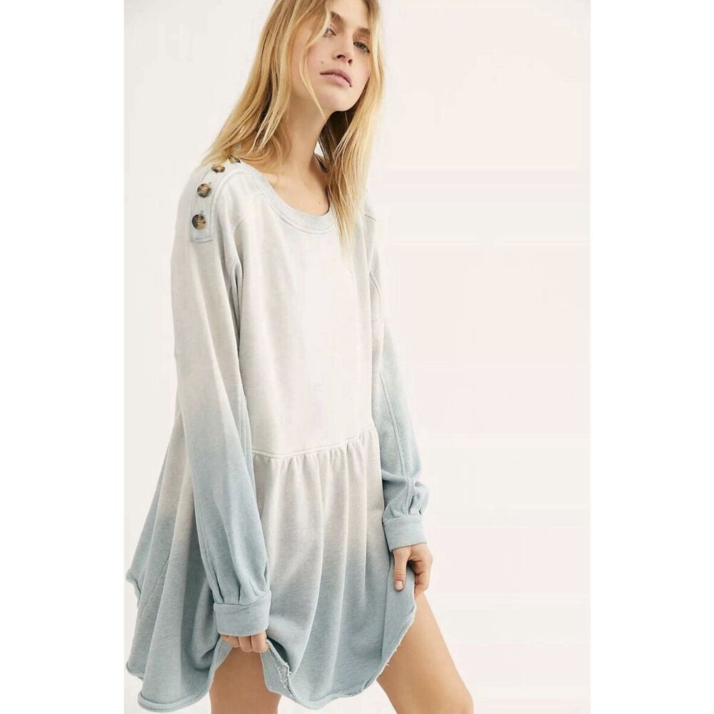 Free People Marlena Mini Dress - Medium - Ombre Blue